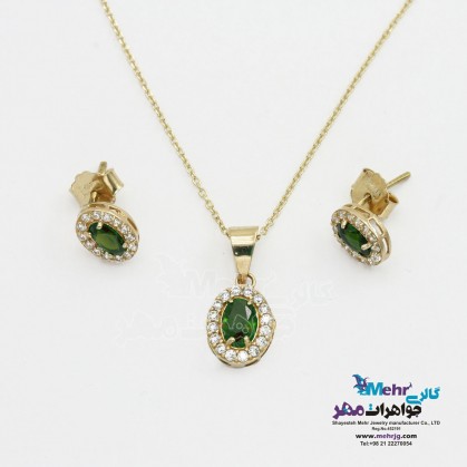 Gold half set - necklace and earrings - geometric design-MS0610